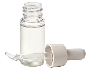 dropper bottle with drop on pipette