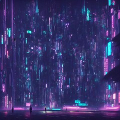 Cyberpunk megapolis at night