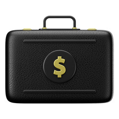 3D  briefcase with  dollar sign