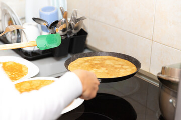 The process of cooking pancakes at home