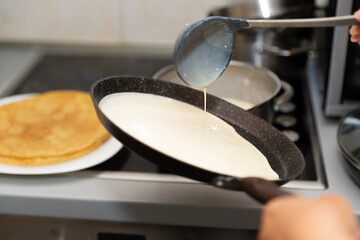 The process of cooking pancakes at home