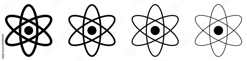 Canvas Prints atom icon in flat design. set of black symbols of molecule or atom. vector illustration. education c