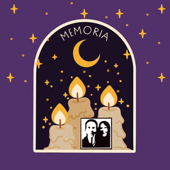 Animita de detenidos desaparecidos en Chile con velas y la palabra memoria