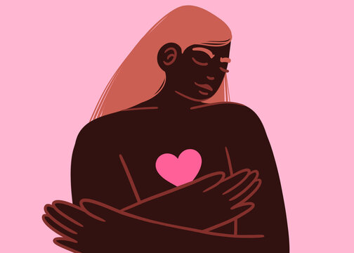 Mujer latina tocando su coraz&oacute;n