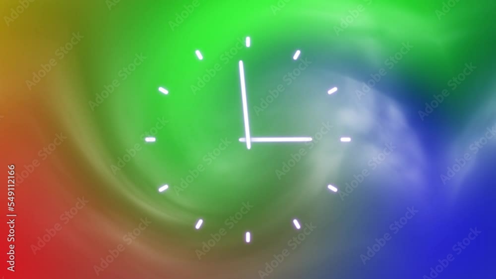 Wall mural infinity time looping clock on colorful blurred light motion animation background.
