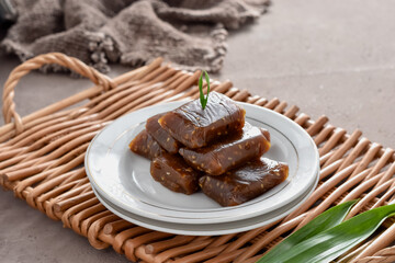 Jenang Ketan Dodol Wijen, Made from glutinous rice flour, coconut milk, brown sugar and pandan...