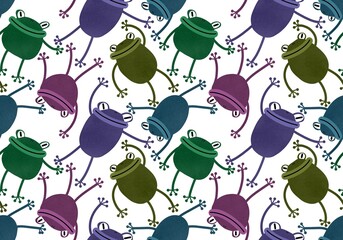 Cartoon animals seamless frogs pattern for wrapping paper and fabrics and linens and kids clothes print