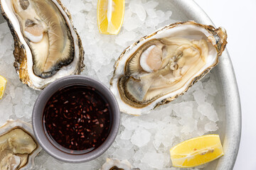 oysters on ice in a restaurant
