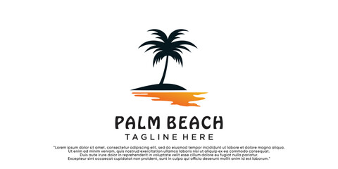 Palm beach design vector with creative simple and unique concept Premium Vector