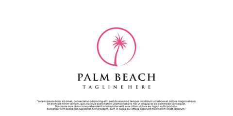 Palm beach design vector with creative simple and unique concept Premium Vector