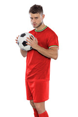 Soccer player with the uniform of his country.