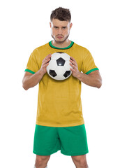 Soccer player with the uniform of his country.