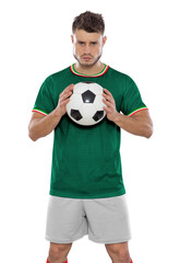 Soccer player with the uniform of his country.