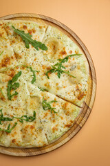 delicious pizza with cheese and vegetables

