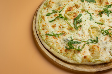 delicious pizza with cheese and vegetables

