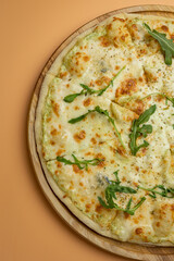 delicious pizza with cheese and vegetables

