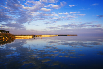 Autumn walk at sunset in the village of Breitenbrunn