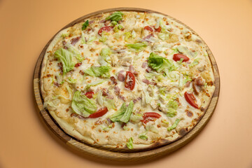 delicious pizza with cheese and vegetables
