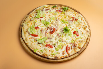 delicious pizza with cheese and vegetables
