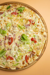 delicious pizza with cheese and vegetables

