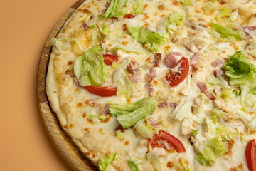 delicious pizza with cheese and vegetables
