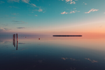 Autumn walk at sunset in the village of Breitenbrunn
