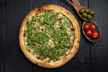 delicious pizza with cheese and vegetables
