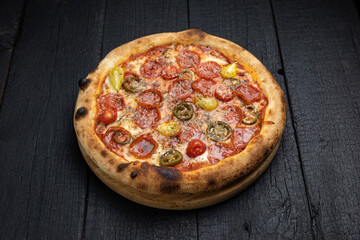 delicious pizza with cheese and vegetables
