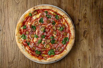 delicious pizza with cheese and vegetables
