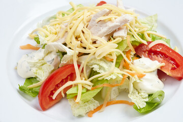 salad with ham and cheese
