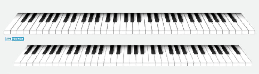 set of realistic keys of black piano or grand piano keys isolated. eps vector