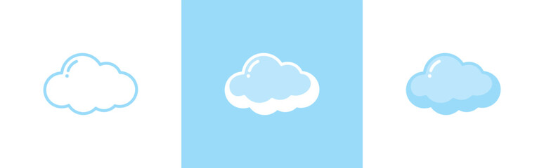 Cloud icon. Fluffy cloud symbol signs stickers, vector illustration