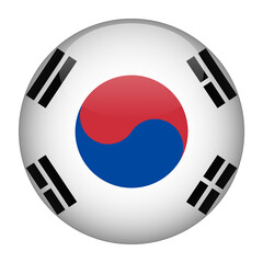 South Korea 3D Rounded Flag with Transparent Background 