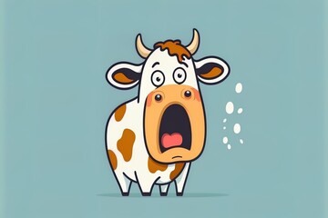 Cute Cow Surprised Cartoon 2D Illustrated Icon Illustration. Animal Nature Icon Concept Isolated Premium 2D Illustrated. Flat Cartoon Style