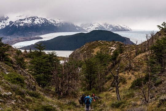 Hiking towards a glacier