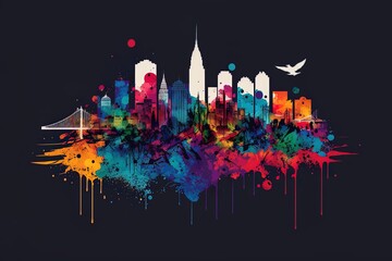 Multicolored Landmarks Skyline Design