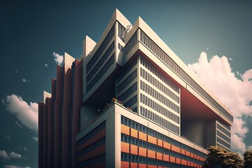 Fototapeta premium Low Angle Of Office Building With Copy Space