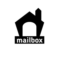 Black and white mailbox logo.  Mailbox icon