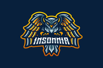 Owl mascot logo design, the owl logo stares intently ahead