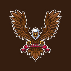 Eagle mascot logo, Eagle logo waving wings