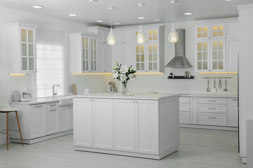 Luxury kitchen interior with new stylish furniture