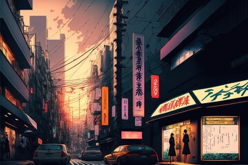 Modern Tokyo Street Background