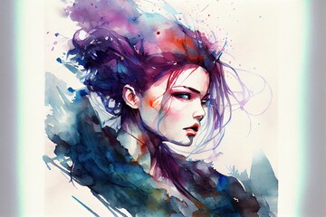 watercolor illustration painting artwork, a painting of a person, illustration with art paint