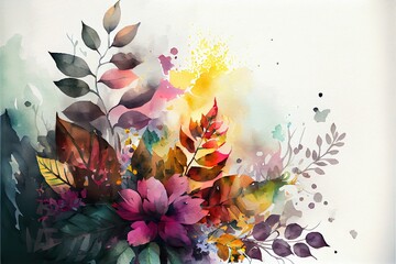 watercolor floral background., illustration, painting, a painting of flowers, illustration with plant flower