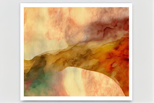 watercolor and desert colors abstrac, a close-up of a yellow and red rock, illustration with paint art