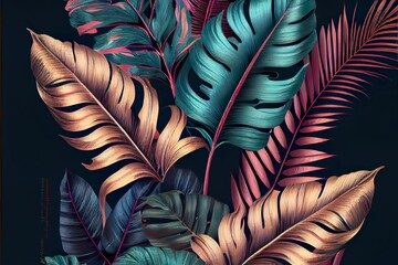 ropical luxury exotic seamless pattern, background pattern, illustration with nature textile