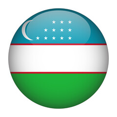 Uzbekistan 3D Rounded Flag with Transparent Background 