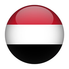 Yemen 3D Rounded Flag with Transparent Background 
