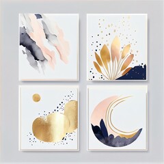 beige, blush, pink, watercolor, a collage of different objects, illustration with white gesture