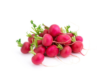 Red or purple radish, organic salad mix healthy natural food isolated on white background